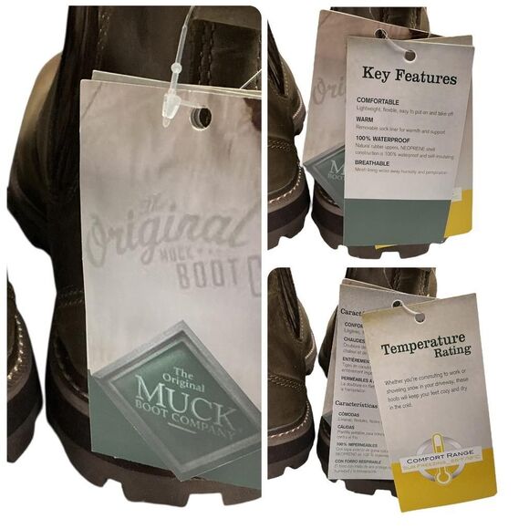 Muck Boot Company Mens 12.5 Brown Chelsea Outdoor Waterproof Leather Boots NEW - Picture 12 of 12